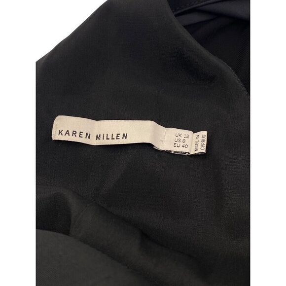 Karen Millen Sheath Dress Knee Length Navy Black Abstract Cocktail Size US 8 - Picture 11 of 13